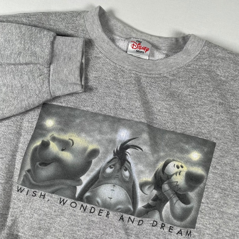 Disney Store Winnie The Pooh Sweatshirt Wish‎ Wonder Dream Graphic L